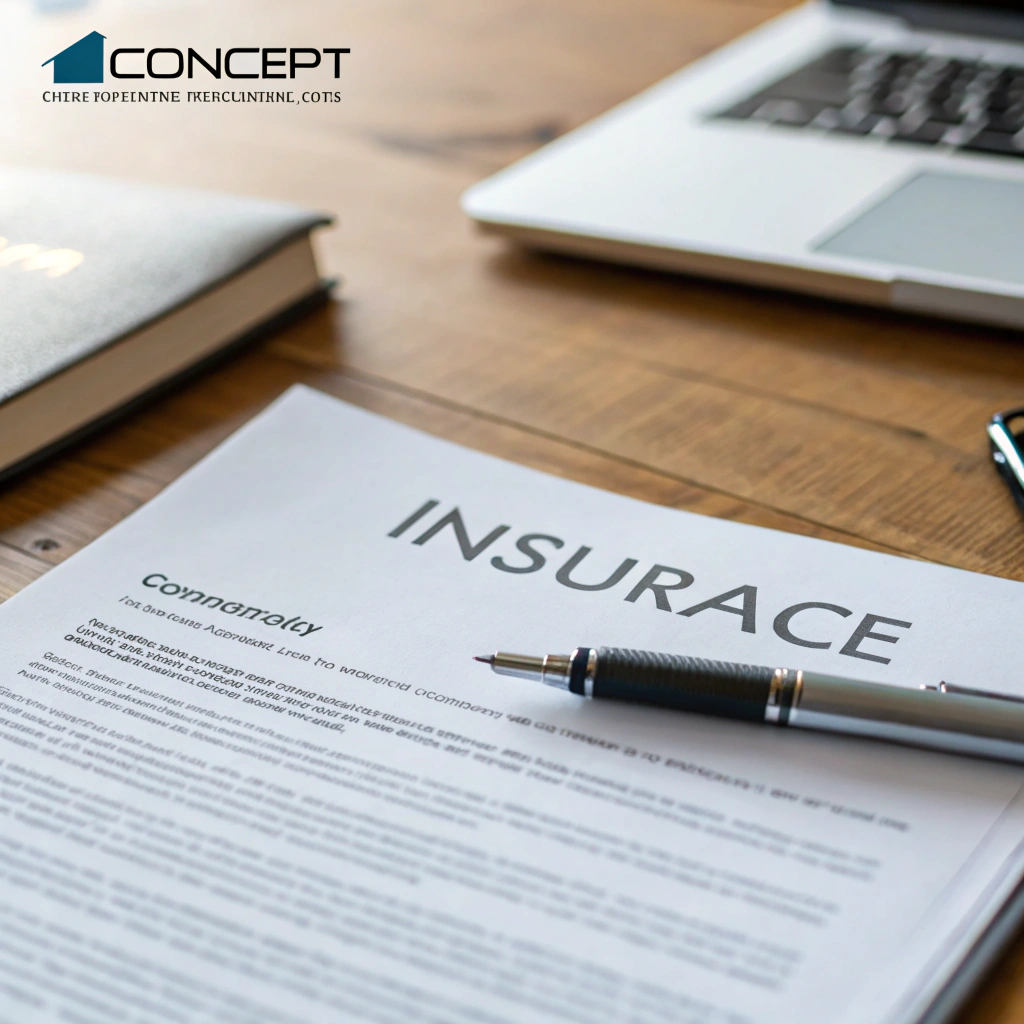 Close up of technical insurance claim documents and architectural roof plans