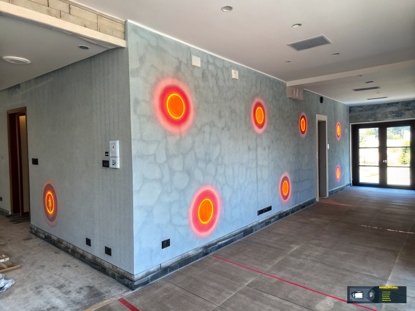 Thermal imaging camera detecting hidden moisture behind a wall